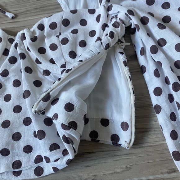 Majorelle revolve emily white long sleeve blouse top maroon polka dot size S - Picture 5 of 14